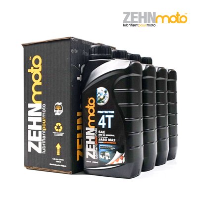 Aceite Mineral ZEHNmoto 4T PROTECTOR 25W 60 SL/SJ/SH/SG JASO MA2 Caja con 4 Lts. Bélgium