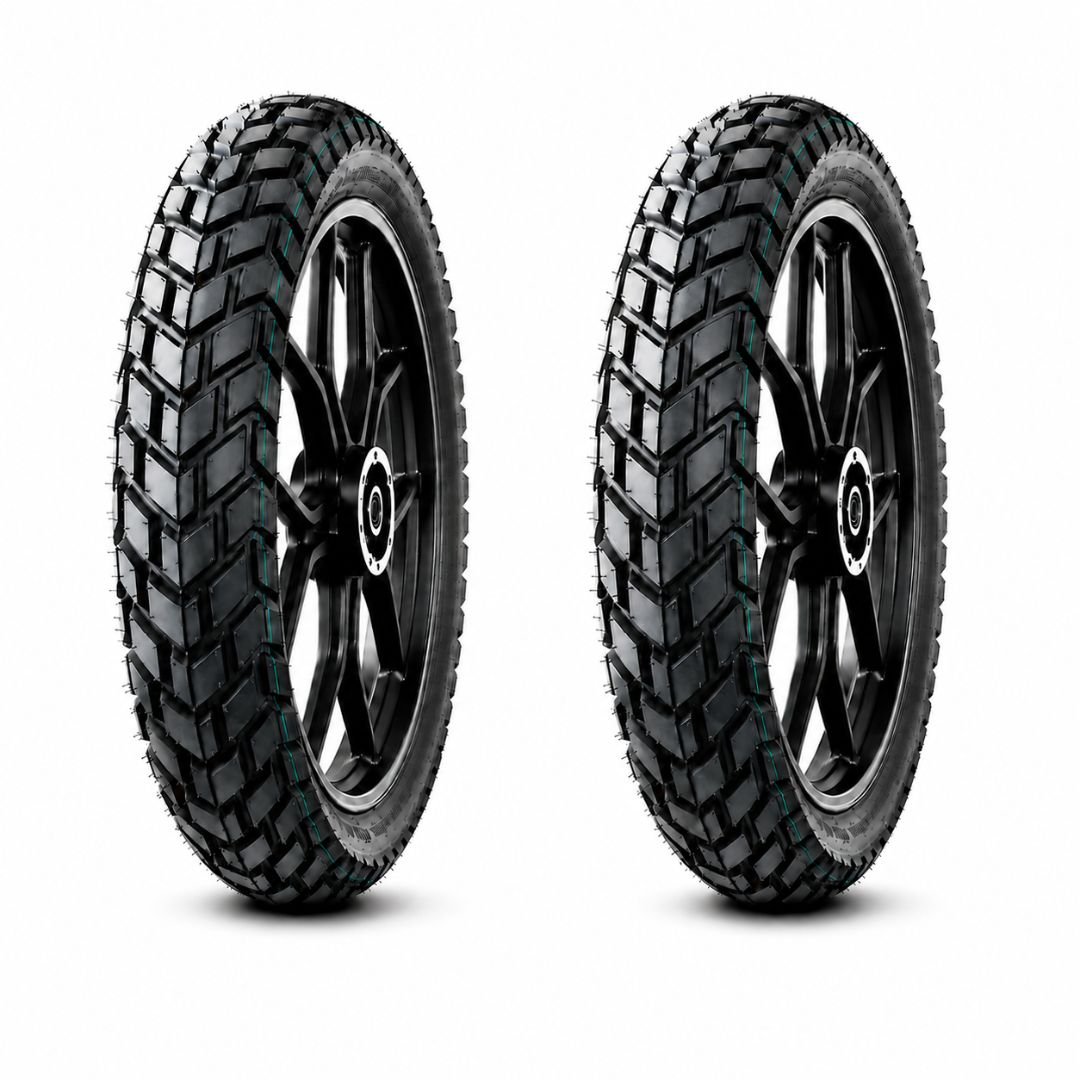 Juego de Llantas para Moto 110/80-19 y 130/80-17 Tubeless Doble Propósito BTRubber Piso 923