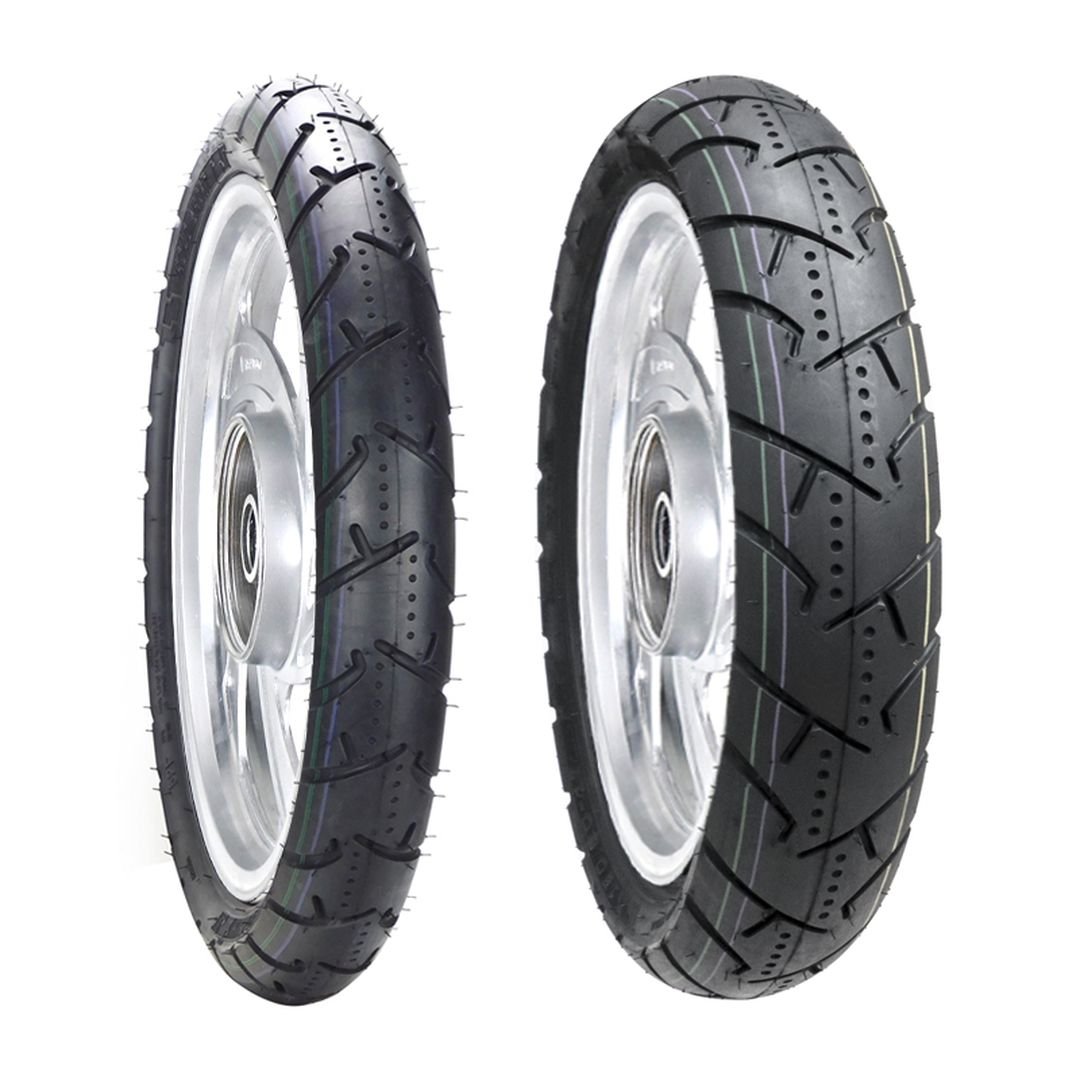 Jgo. llantas BTRubber para moto 90/80-17 y 120/80-17 Convencional TUBELESS SPORTBIKE BTR 136 India.