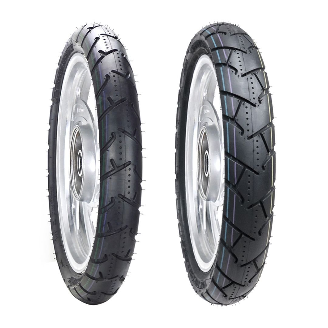Jgo. llantas BTRubber para moto 90/80-17 y 90/90-17 Convencional TUBELESS SPORTBIKE BTR 136 India.