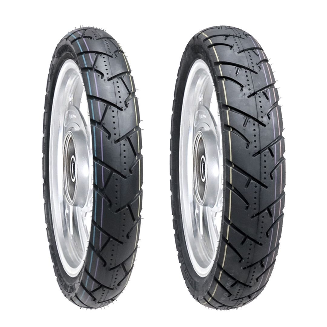 Jgo. llantas BTRubber para moto 90/90-17 y 110/90-17 Convencional TUBELESS SPORTBIKE BTR 136 India.