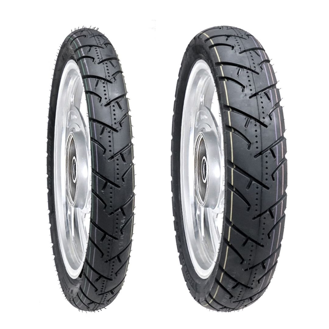 Jgo. llantas BTRubber para moto 90/90-19 y 110/90-17 Convencional TUBELESS SPORTBIKE BTR 136 India.