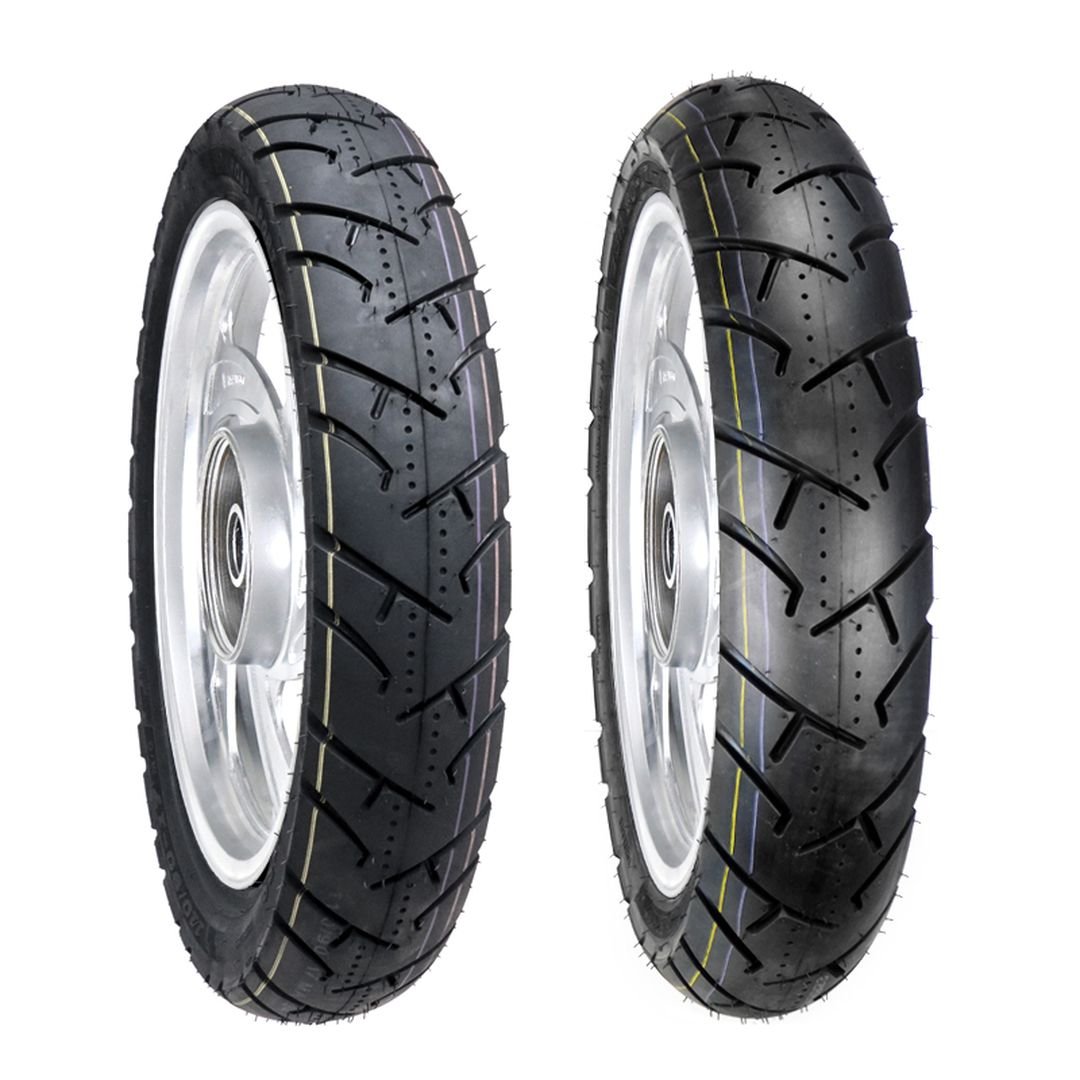 Jgo. llantas BTRubber para moto 110/90-17 y 130/80-17 Convencional TUBELESS SPORTBIKE BTR 136 India.