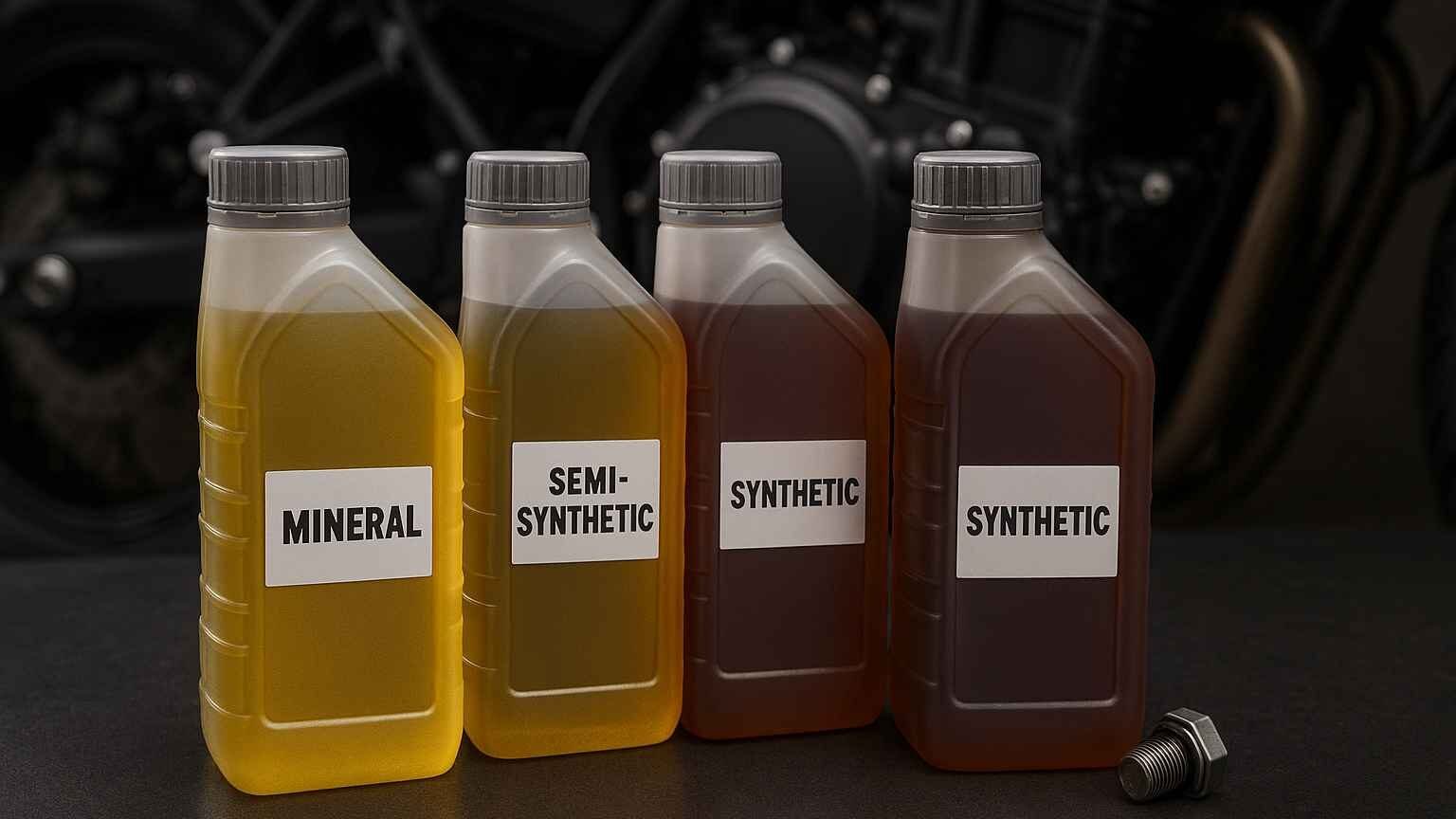 Varios aceites para motor de moto d diferente tipo